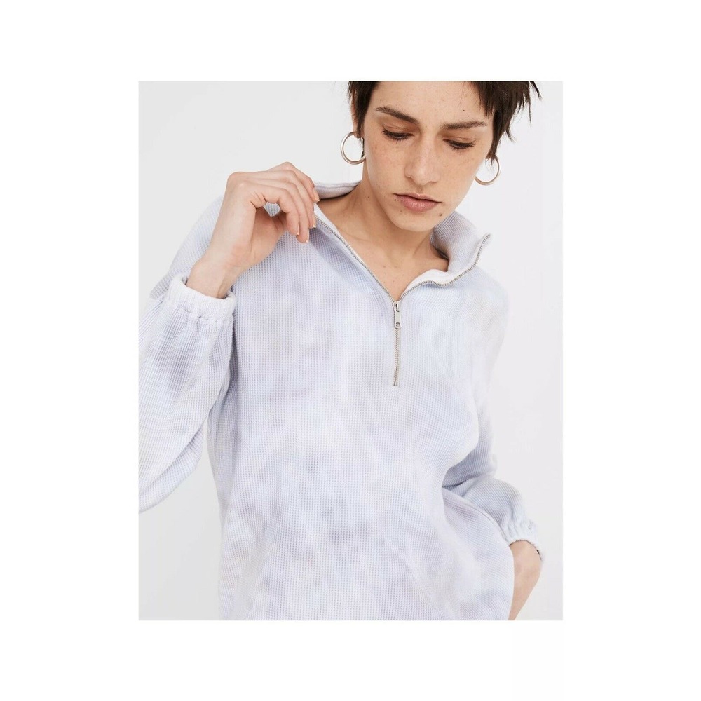 MWL Madewell Waffle Half-Zip Shirttail Sweatshirt in Tie-Dye MD318 Size Large
